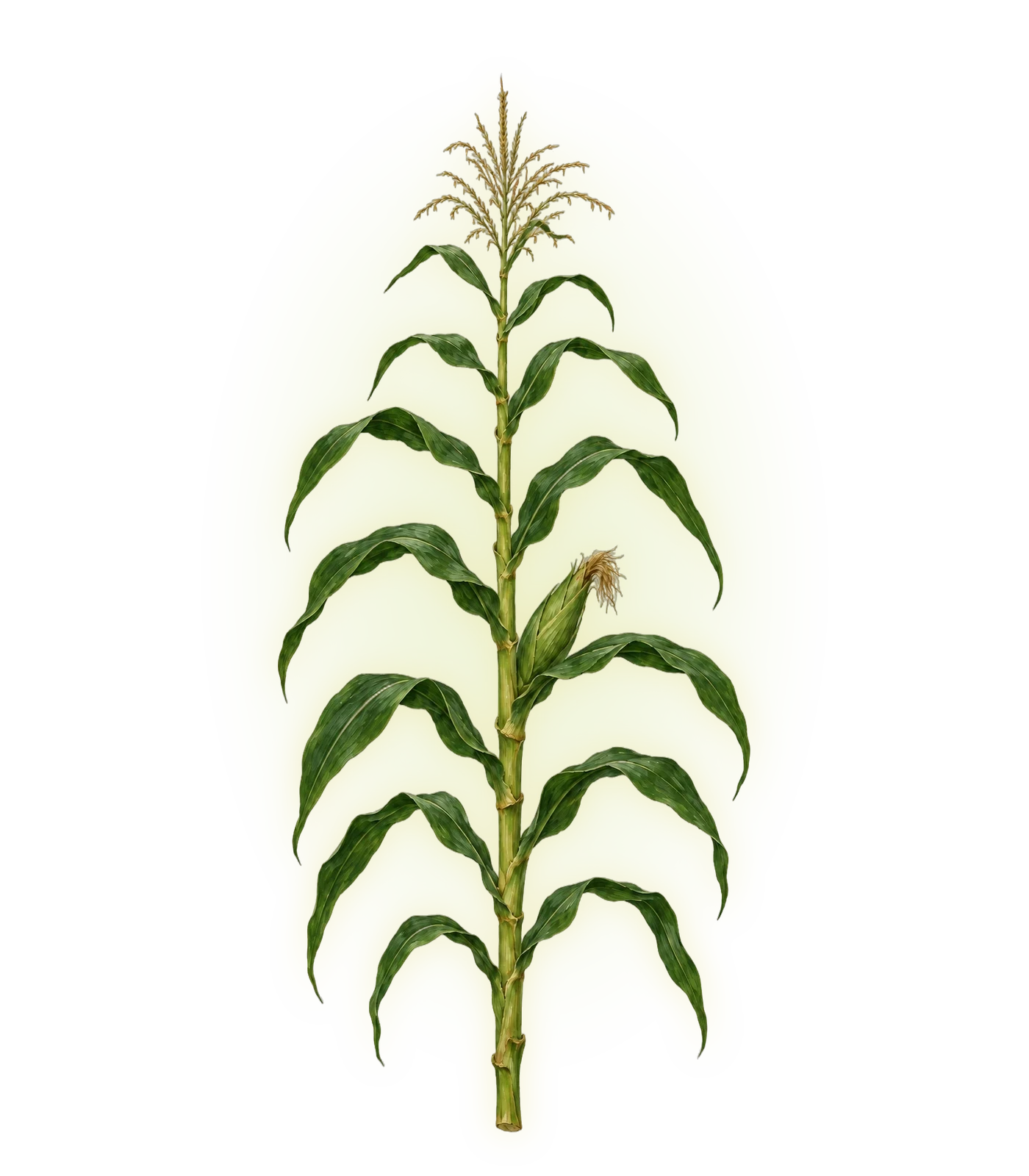 A healthy corn plant surrounded by a protective glow